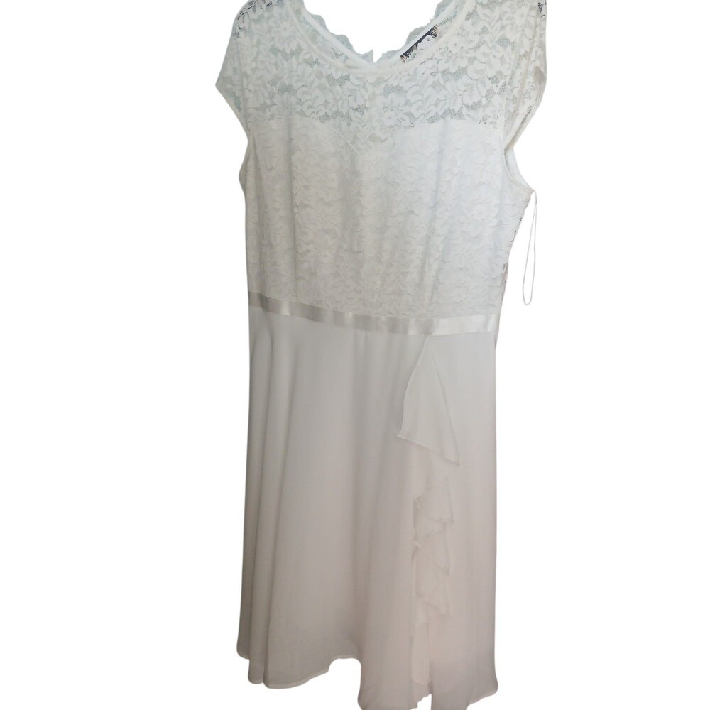 Miusol White Lace Dress Size XL Elegant Cocktail Wedding Guest Ruffle